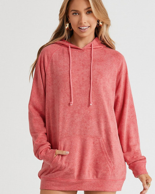 Long Sleeve Front Pocket Hoodie - Trendsi