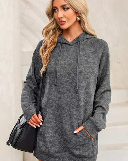 Long Sleeve Front Pocket Hoodie - Trendsi