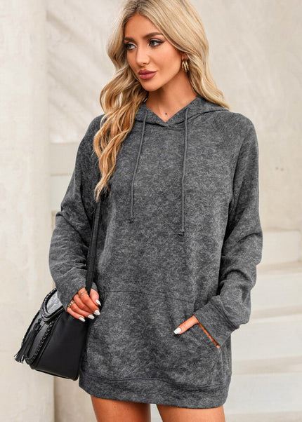 Long Sleeve Front Pocket Hoodie - Trendsi