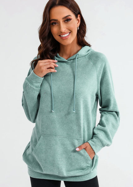 Long Sleeve Front Pocket Hoodie - Trendsi