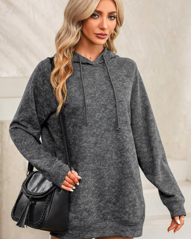 Long Sleeve Front Pocket Hoodie - Trendsi