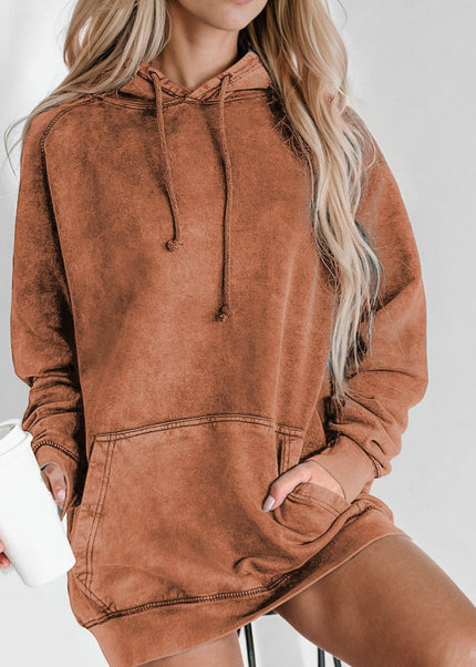 Long Sleeve Front Pocket Hoodie - Trendsi