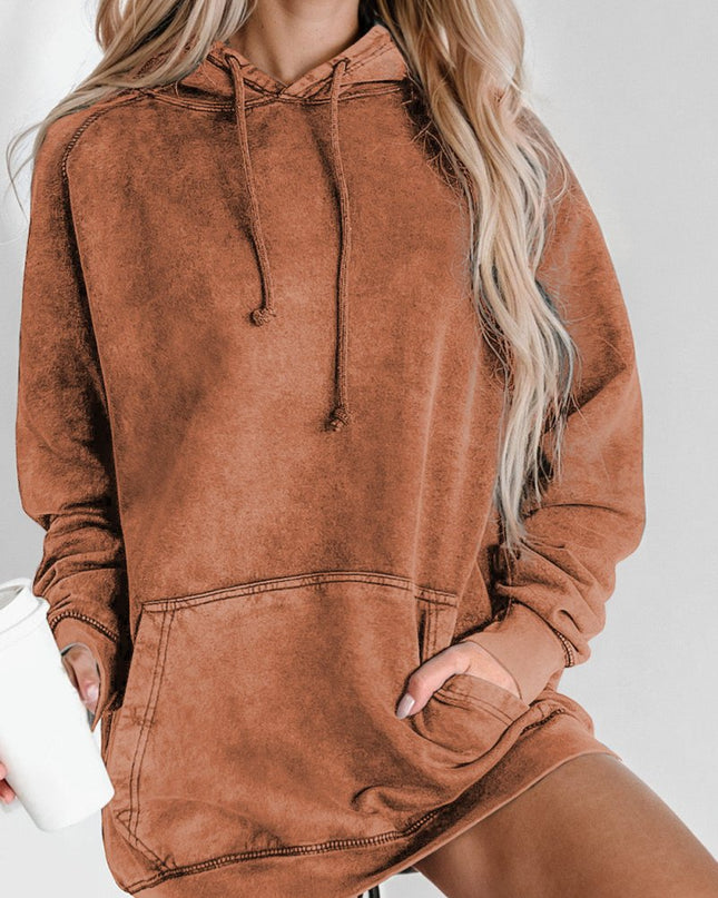 Long Sleeve Front Pocket Hoodie - Trendsi
