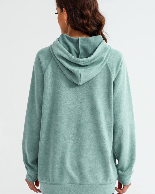 Long Sleeve Front Pocket Hoodie - Trendsi