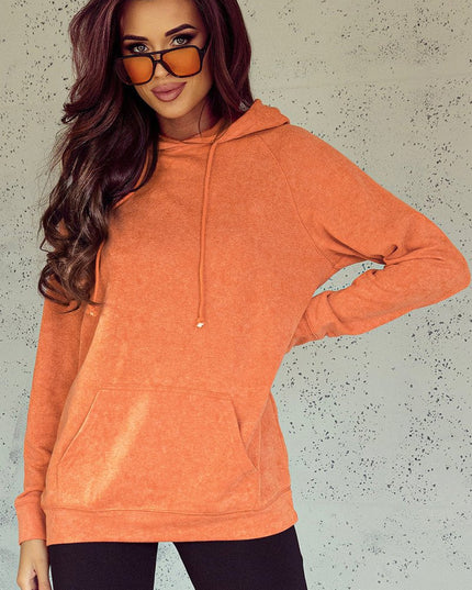 Long Sleeve Front Pocket Hoodie - Trendsi