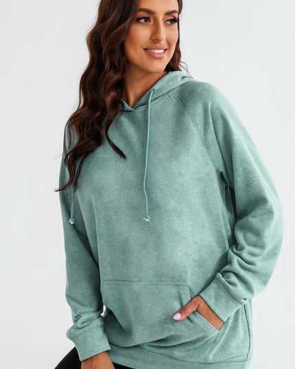 Long Sleeve Front Pocket Hoodie - Trendsi