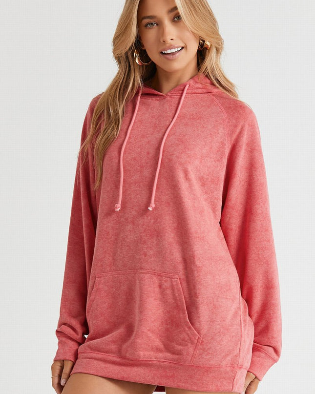 Long Sleeve Front Pocket Hoodie - Trendsi