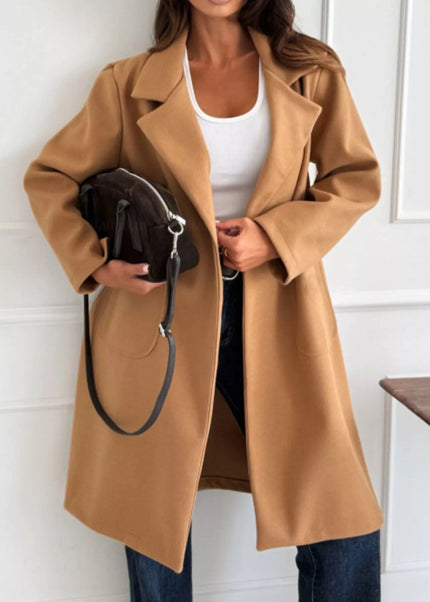 Long - Sleeve Single - Breasted Trench Coat - Trendsi