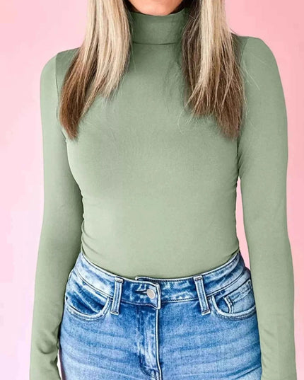 Long Sleeve Turtleneck T-Shirt - Trendsi