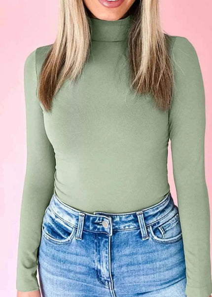 Long Sleeve Turtleneck T-Shirt - Trendsi