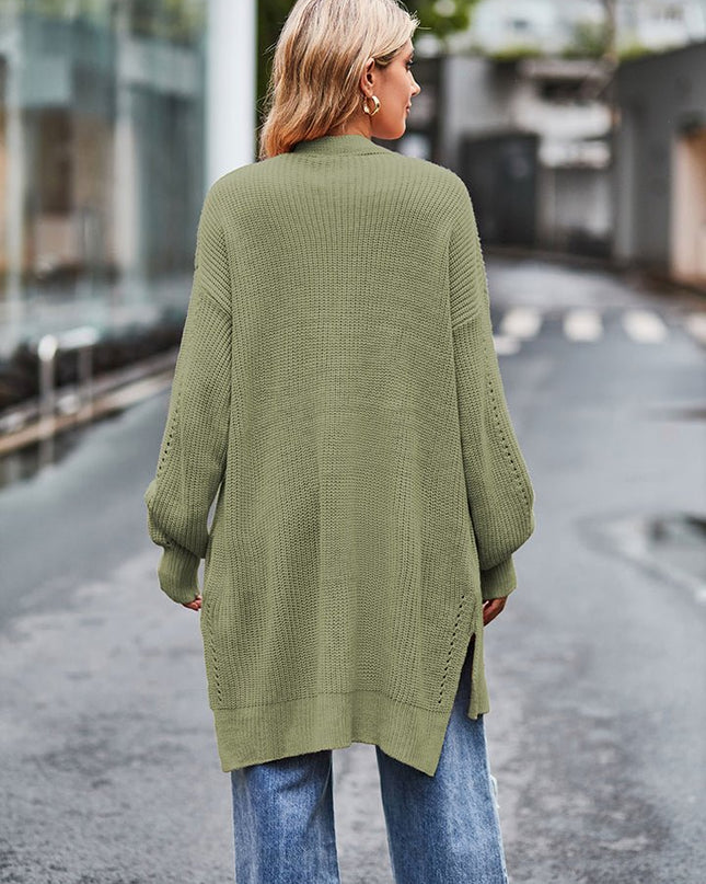 Long Sleeve Waffle - Knit Cardigan - Trendsi