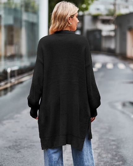 Long Sleeve Waffle - Knit Cardigan - Trendsi