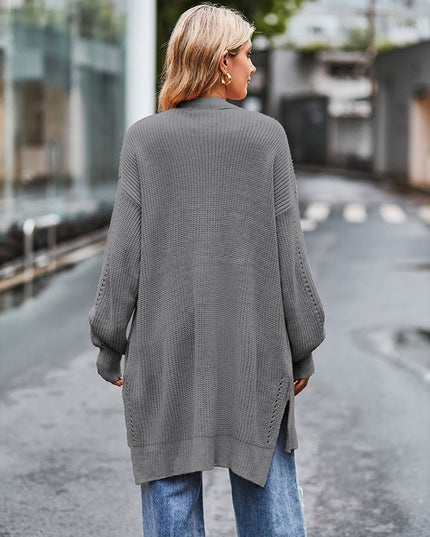 Long Sleeve Waffle - Knit Cardigan - Trendsi