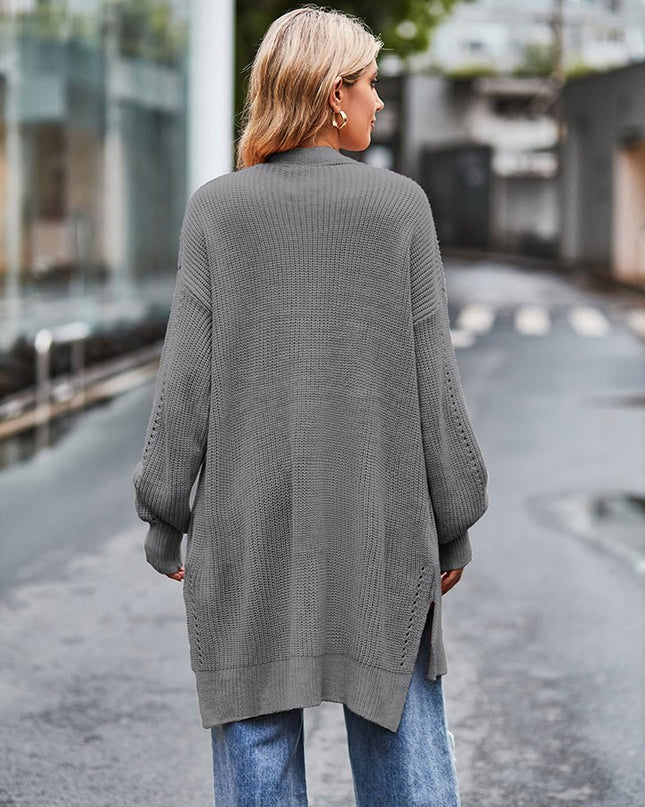 Long Sleeve Waffle - Knit Cardigan - Trendsi