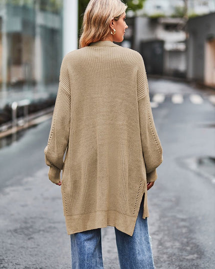 Long Sleeve Waffle - Knit Cardigan - Trendsi
