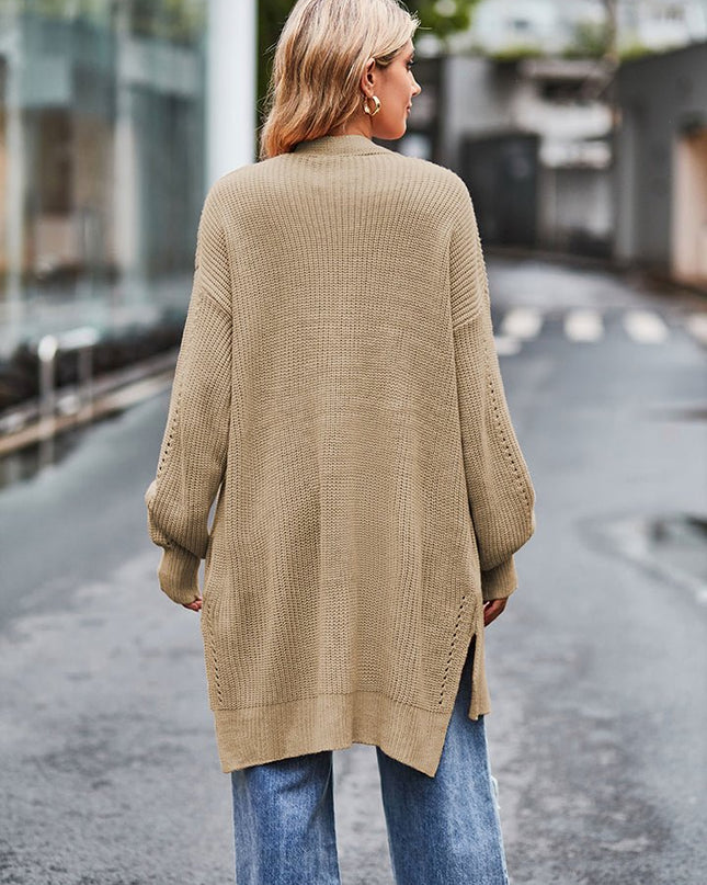 Long Sleeve Waffle - Knit Cardigan - Trendsi