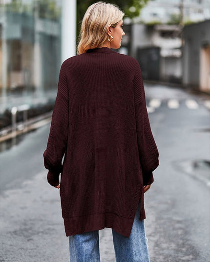 Long Sleeve Waffle - Knit Cardigan - Trendsi
