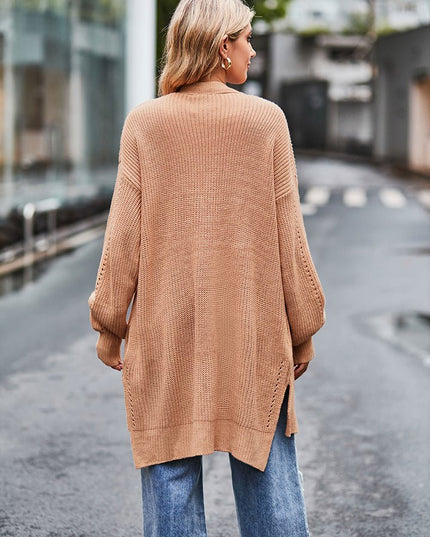 Long Sleeve Waffle - Knit Cardigan - Trendsi