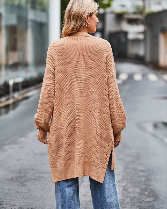 Long Sleeve Waffle - Knit Cardigan - Trendsi