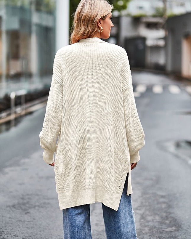 Long Sleeve Waffle - Knit Cardigan - Trendsi