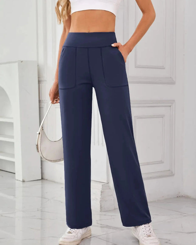 Lovelet High Waist Active Pants with Pockets - Trendsi