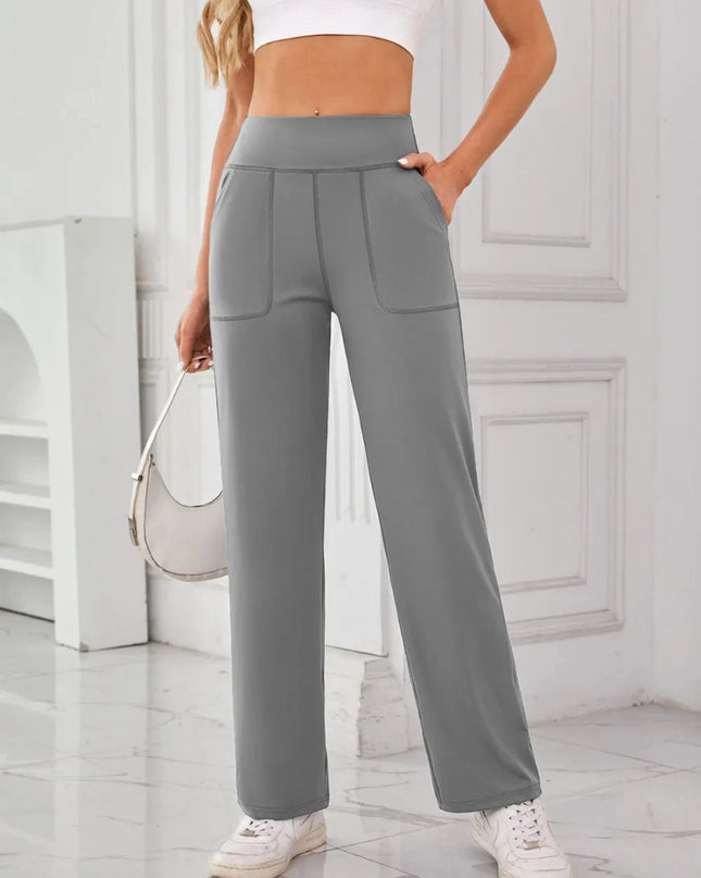 Lovelet High Waist Active Pants with Pockets - Trendsi