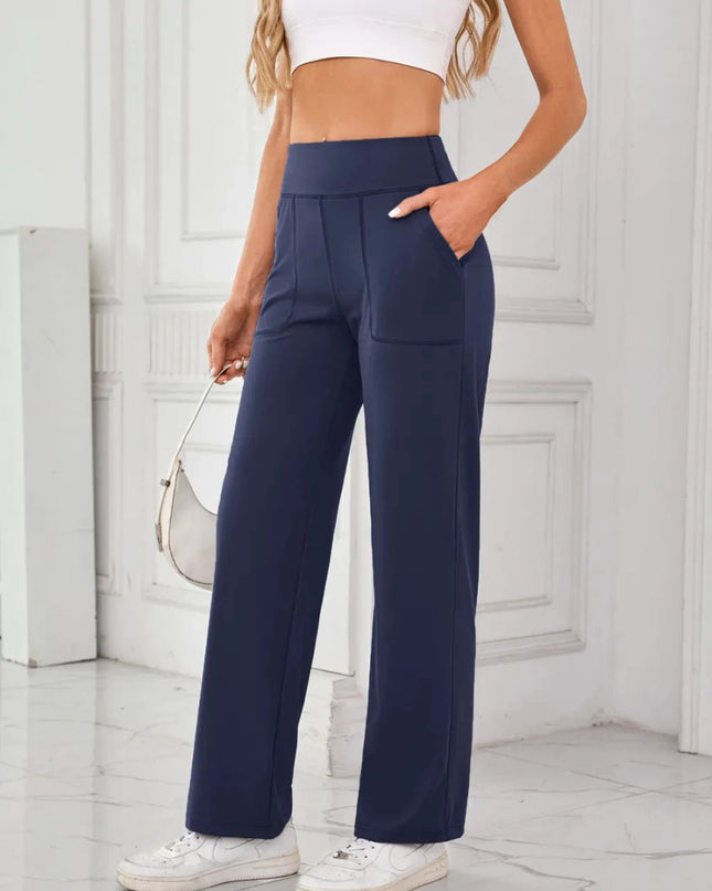Lovelet High Waist Active Pants with Pockets - Trendsi