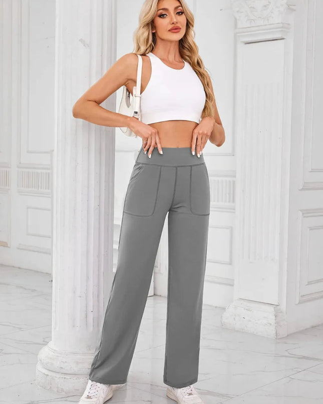 Lovelet High Waist Active Pants with Pockets - Trendsi