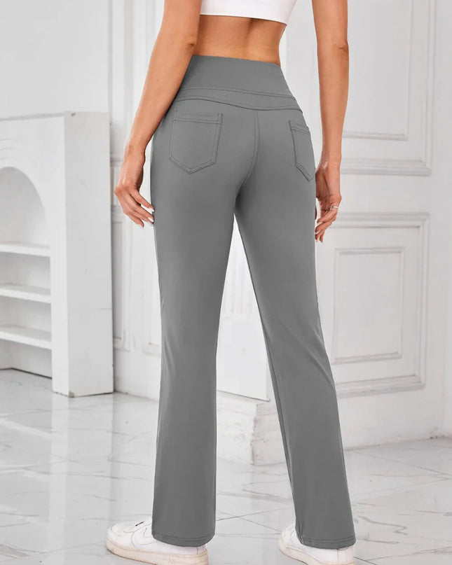 Lovelet High Waist Active Pants with Pockets - Trendsi