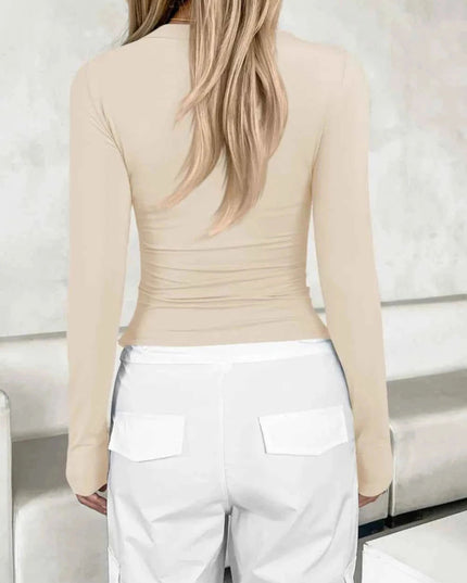 Lovelet V - Neck Long Sleeve T-Shirt - Trendsi