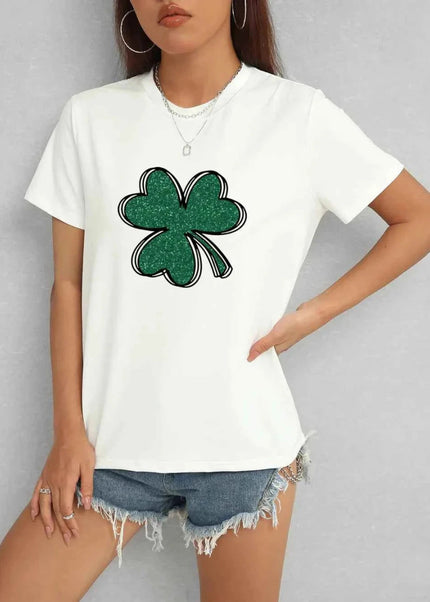 Lucky Clover Round Neck T-Shirt