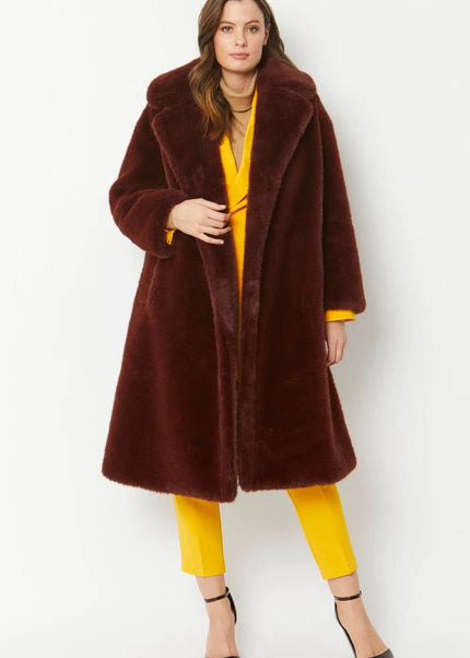 Luxurious Chocolate Faux Fur Coat Midi Women's Wrap Knee Length Winter Coats - Faux Fur Coats - Buy Me Fur Ltd
