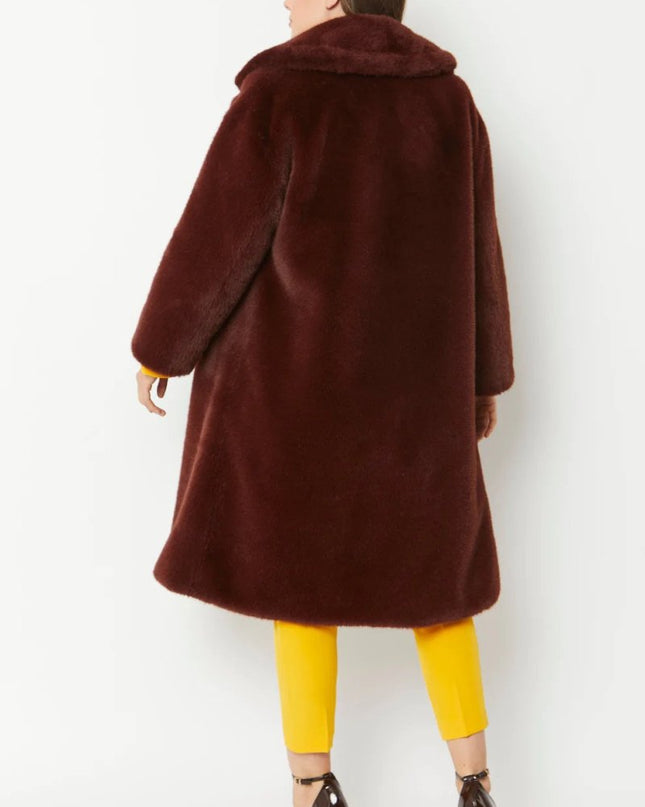 Luxurious Chocolate Faux Fur Coat Midi Women's Wrap Knee Length Winter Coats - Faux Fur Coats - Buy Me Fur Ltd