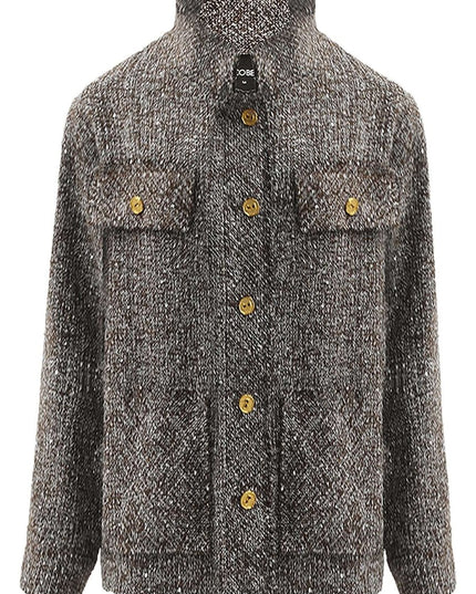 Luxurious Mocha Wool Coat – Sequin - Knit Elegant Outerwear - Coats - Cocobella