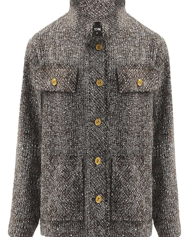 Luxurious Mocha Wool Coat – Sequin - Knit Elegant Outerwear - Coats - Cocobella