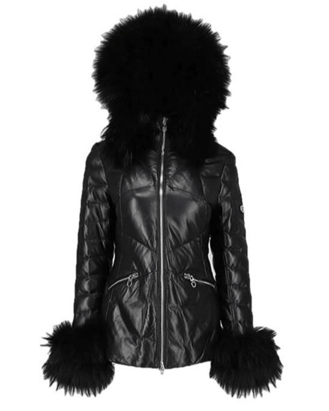 Mardi Gras Womens Fur Hooded Leather Jacket - Womens Leather Jacket - Inland Leather