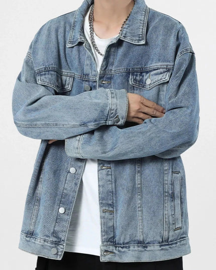 Men's Wash Oversized Denim Jacket - Trendsi