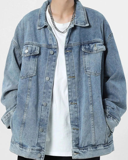 Men's Wash Oversized Denim Jacket - Trendsi