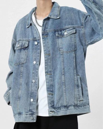 Men's Wash Oversized Denim Jacket - Trendsi