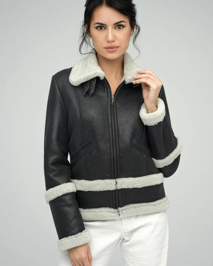 Merino Gray Shearling Leather Jacket - Luxe Outerwear - Leather Jackets - Buy Me Fur Ltd