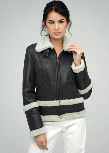 Merino Gray Shearling Leather Jacket - Luxe Outerwear - Leather Jackets - Buy Me Fur Ltd