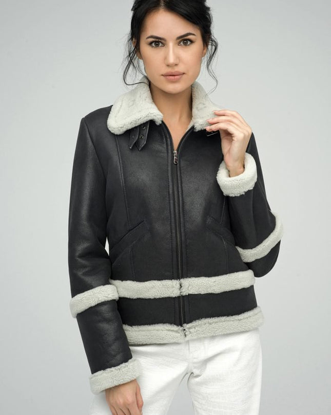 Merino Gray Shearling Leather Jacket - Luxe Outerwear - Leather Jackets - Buy Me Fur Ltd