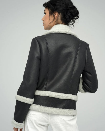 Merino Gray Shearling Leather Jacket - Luxe Outerwear - Leather Jackets - Buy Me Fur Ltd