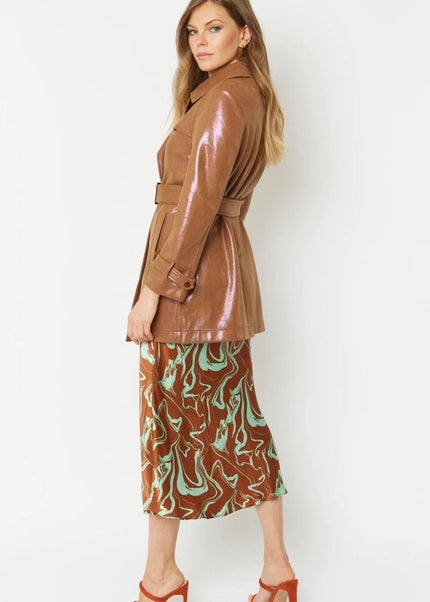 Metallic Mocha Faux Suede Trench - Women's Fashion - Faux Leather Coats - Buy Me Fur Ltd