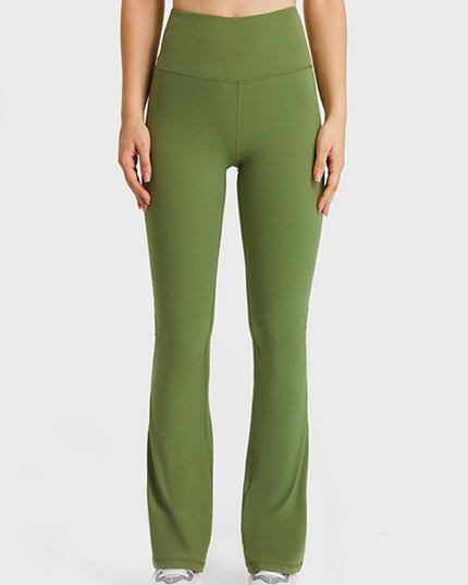 Millennia Elastic Waist Flare Yoga Pants - Trendsi