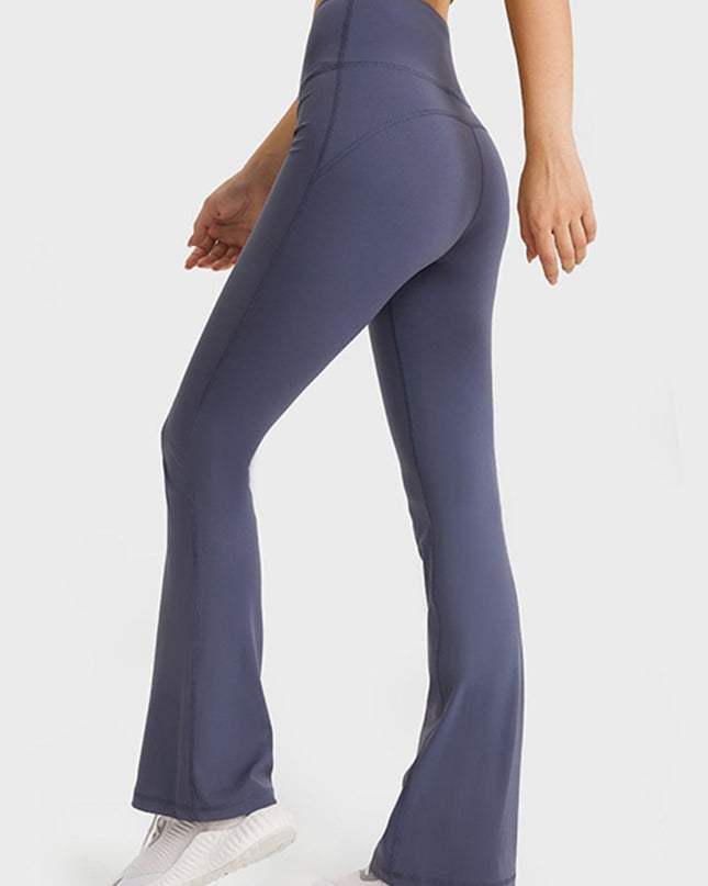 Millennia Elastic Waist Flare Yoga Pants - Trendsi