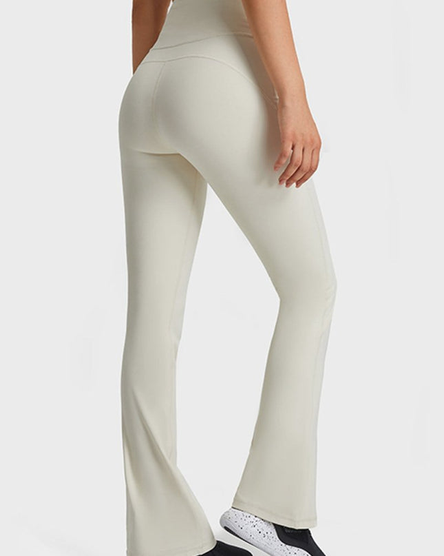Millennia Elastic Waist Flare Yoga Pants - Trendsi