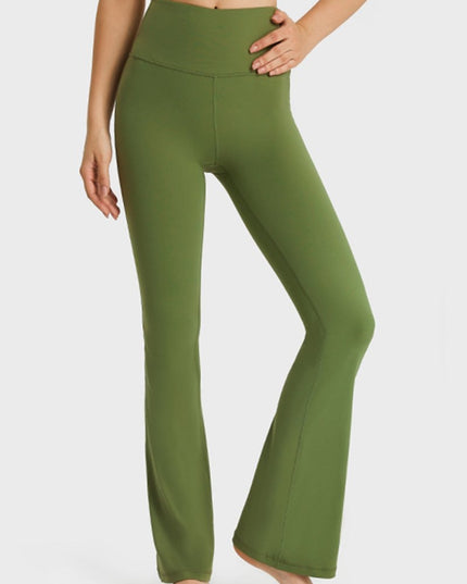 Millennia Elastic Waist Flare Yoga Pants - Trendsi