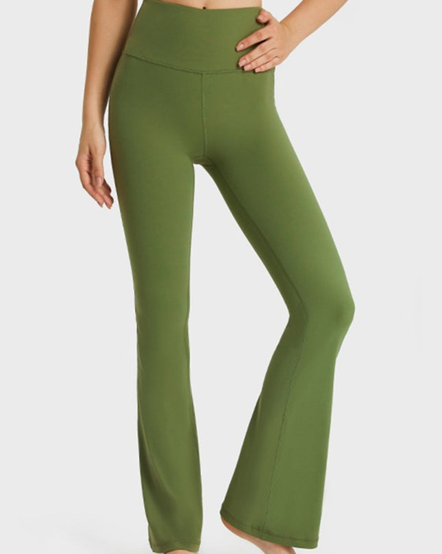 Millennia Elastic Waist Flare Yoga Pants - Trendsi