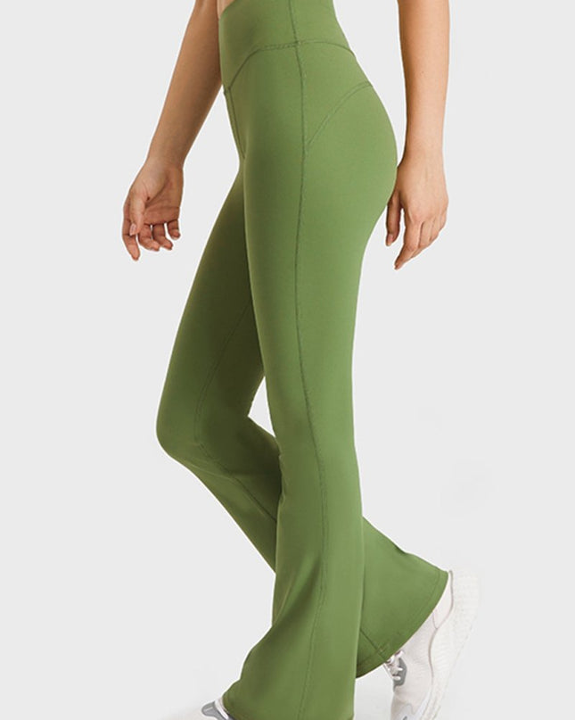 Millennia Elastic Waist Flare Yoga Pants - Trendsi